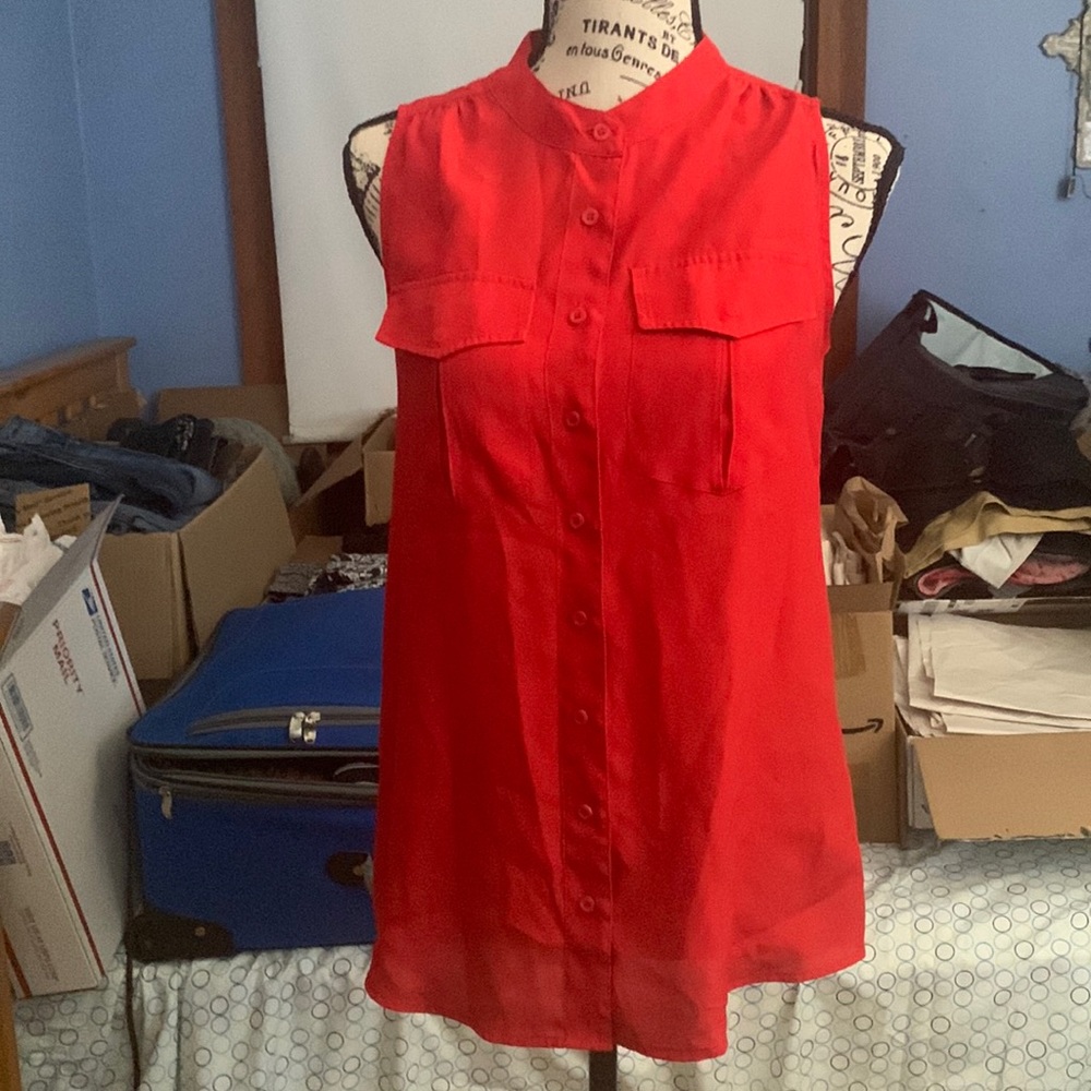 J. Crew Bright Red Sleeveless Blouse